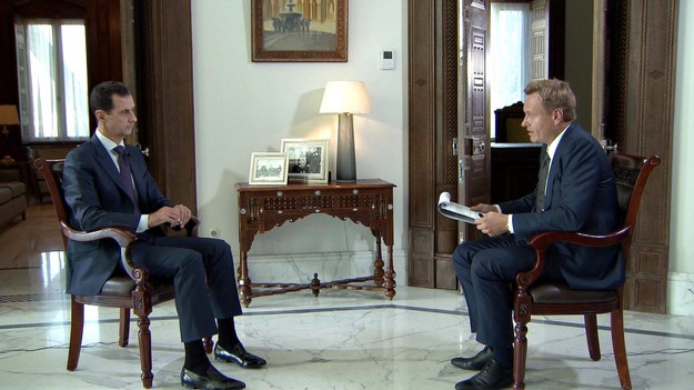 Baszar el-Asad podczas wywiadu dla duńskiej telewizji /SCANPIX DENMARK/TV2 /PAP/EPA