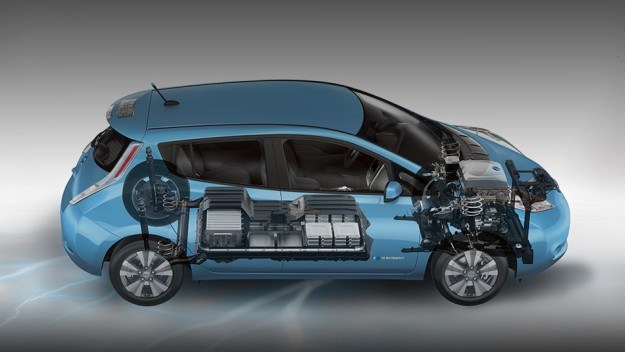 Baterie litowo-jonowe stosowane obecnie w większości aut elektrycznych są ciężkie, kosztowne i niezbyt wydajne - po 8-10 godzinach ładowania zapewniają 100-150 km zasięgu (na zdjęciu: Nissan Leaf). /Nissan
