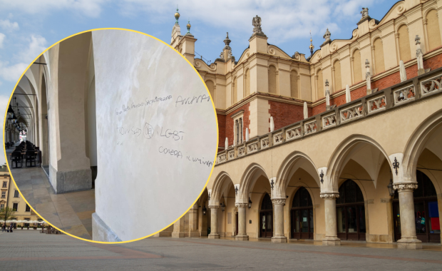Bazgroły na Sukiennicach. Kraków walczy z wandalami 