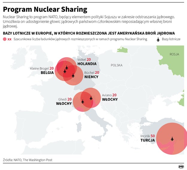 Bazy lotnicze w Europie, w których rozmieszczona jest amerykańska broń jądrowa /AFP/PAP/EPA