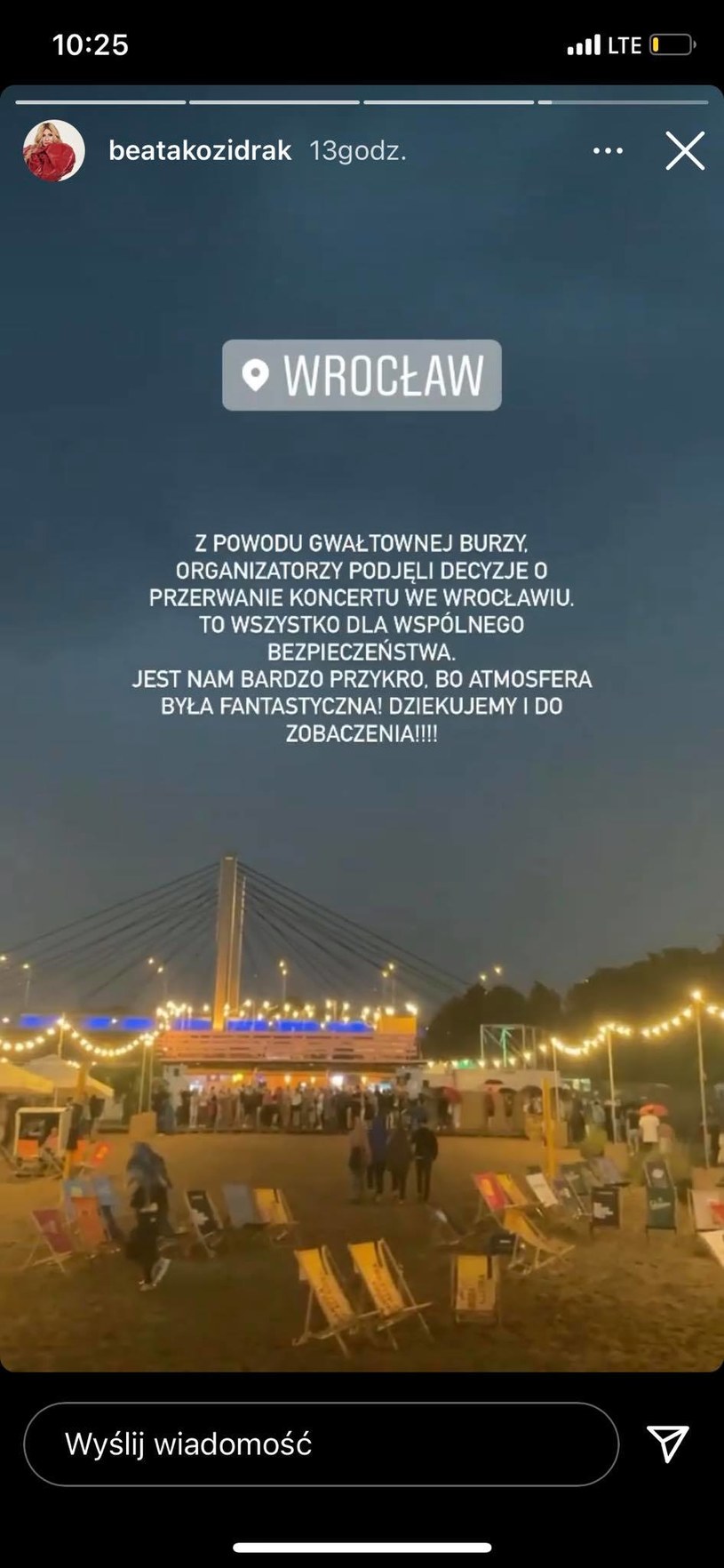 Beata Kozidrak przerwała koncert. /Instagram