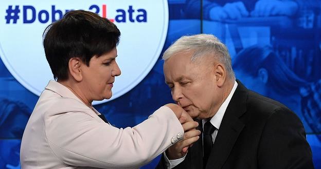Beata Szydło, b. premier i Jarosław Kaczyński, lider PiS /AFP