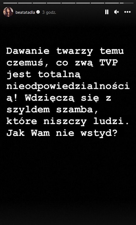 Beata Tadla ostro o gwiazdach TVP /www.instagram.com/beatatadla /Instagram