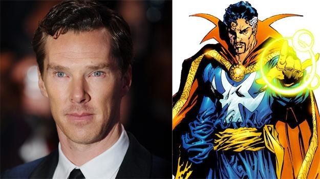 Benedict Cumberbatch (L) i jego komiksowy bohater Doctor Strange (P) - fot. Stuart C. Wilson /Getty Images