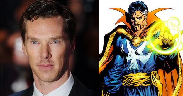 Benedict Cumberbatch (L) i jego komiksowy bohater Doctor Strange (P) - fot. Stuart C. Wilson /Getty Images