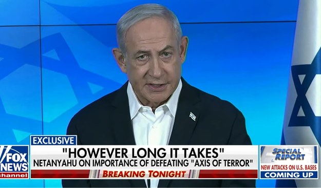 Benjamin Netanjahu podczas wywiadu dla Fox News. Zrzut ekranu /