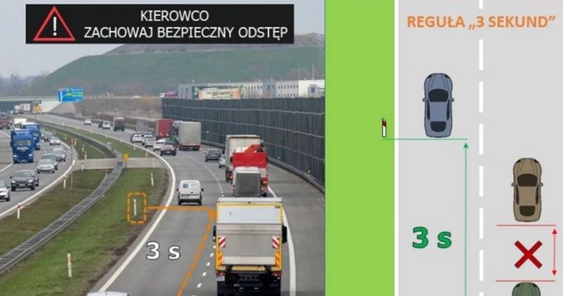 Bezpieczny odstęp? Na autostradzie i drodze szybkiego ruchu to co najmniej 3 sekundy /GDDKiA/Interia.pl