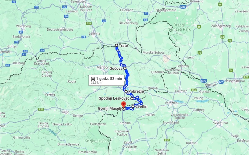 Bezpłatna droga prowadząca od północnej do południowej granicy Słowenii /Google Maps /INTERIA.PL