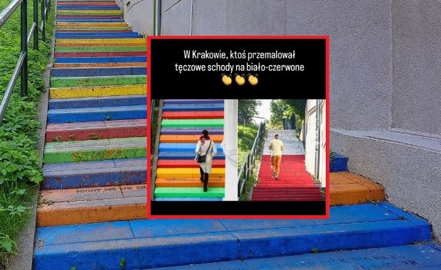 Bezprawne przemalowanie słynnych schodów w Krakowie. Berkowicz: Brawo!