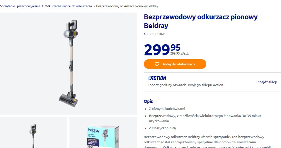 Bezprzewodowy odkurzacz pionowy Beldray w Action /Action /INTERIA.PL