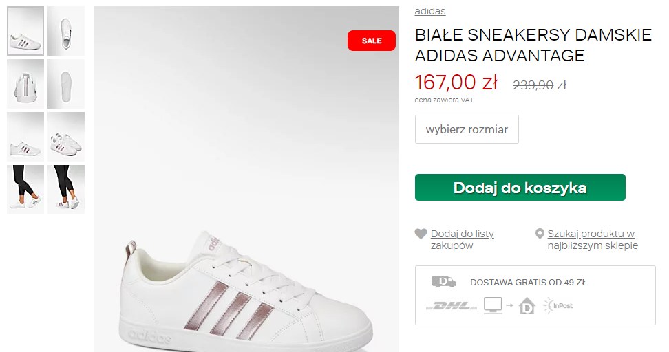 Białe sneakersy Adidas na przecenie! /Deichmann /INTERIA.PL