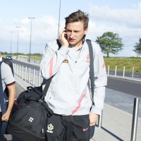 Piłkarze w drodze na lotnisko w Gdańsku