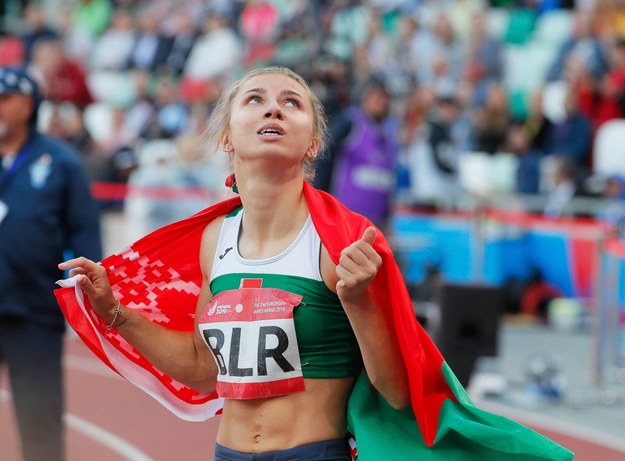 Białoruska biegaczka Chryscina Cimanouska (tutaj: na zdjęciu z czerwca 2019) /SERGEY DOLZHENKO /PAP/EPA