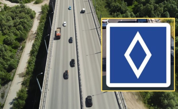 Biały romb na niebieskim tle. Kierowcy z Polski nie wiedzą co oznacza ten znak drogowy