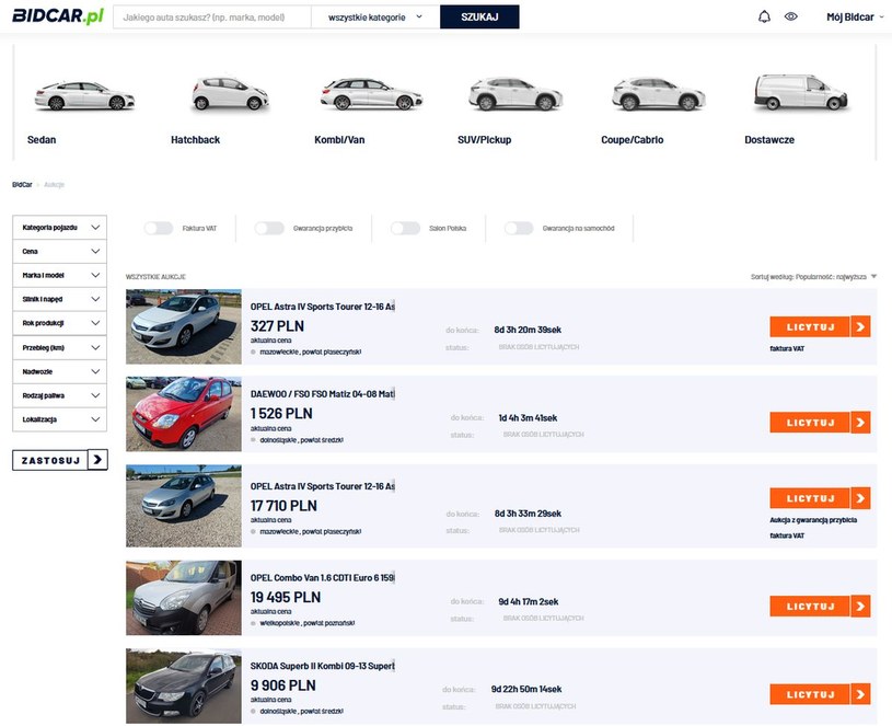 Bidcar to platforma aukcyjna z używanymi samochodami dla klientów indywidualnych /