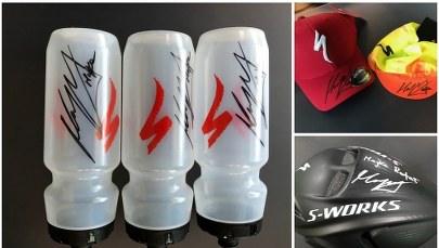 Bidon, czapeczka i kask! A wszystko z podpisem Rafała Majki 