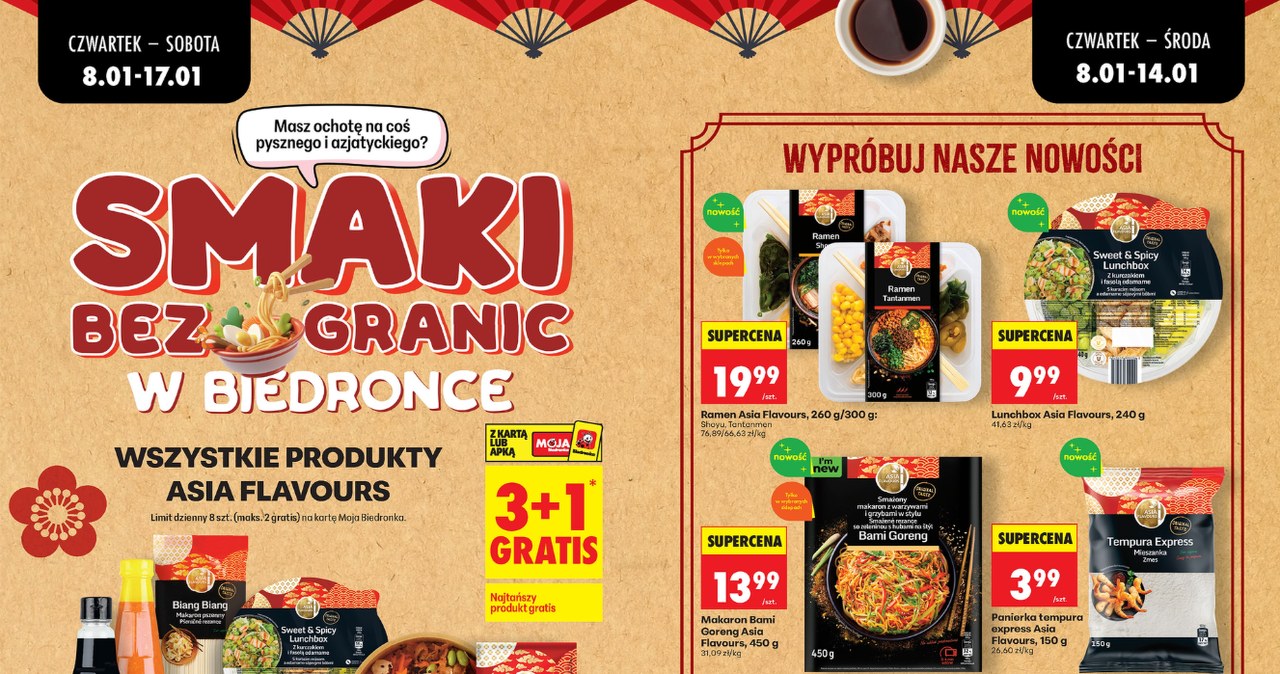 Biedronka - azjatycka nowość Asia Flavours. Duży wybór produktów i promocja 3+1 gratis /Biedronka /INTERIA.PL