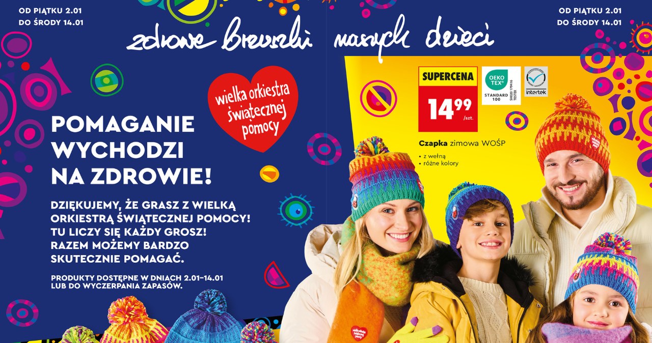 Biedronka gra z WOŚP – kolorowe gadżety, które nie tylko grzeją zimą, ale też realnie pomagają /Biedronka /INTERIA.PL