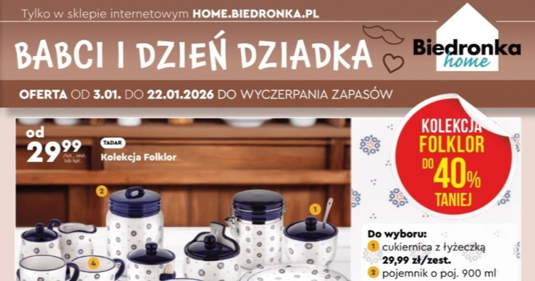 Biedronka Home - kolekcja Folklor i naczynia kuchenne na Dzień Babci i Dziadka. Promocje do 40% taniej, ceny od 29,99 zł /Biedronka Home /INTERIA.PL