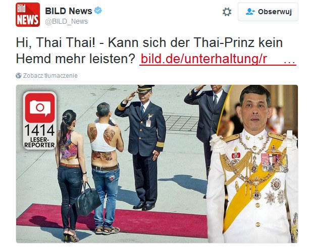 "Bild" publikuje zdjęcia z wizyty 63-letniego królewskiego syna /Twitter