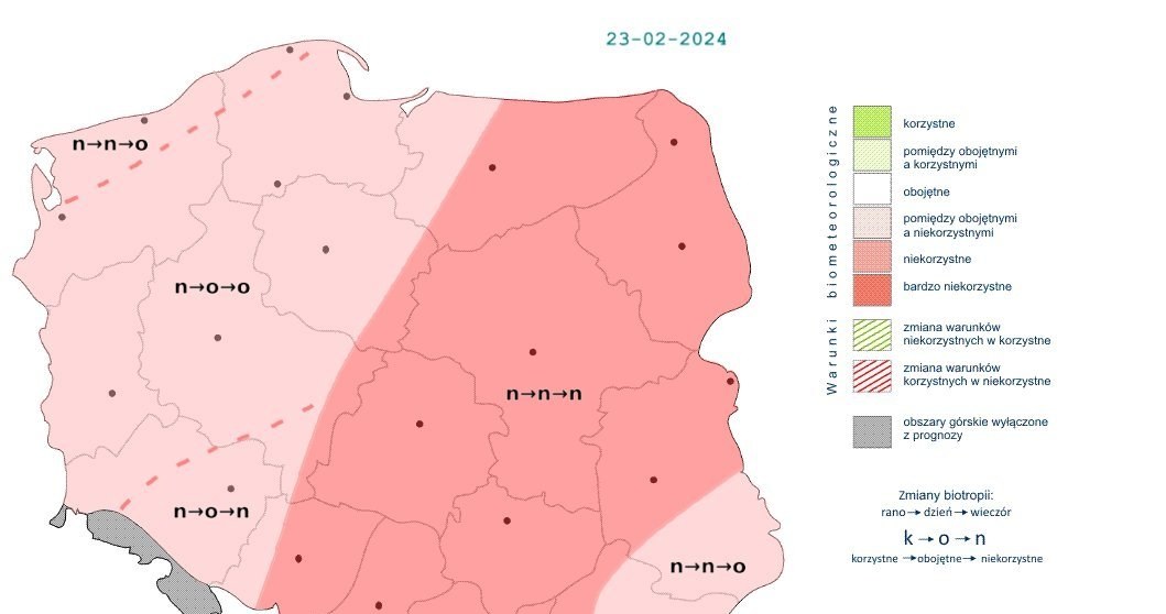 Biomet w większości Polski będzie niekorzystny lub obojętny /IMGW /