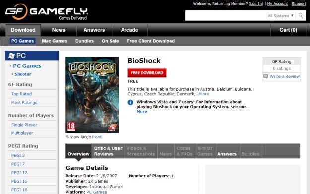 BioShock dostępny za darmo w ofercie sklepu GameFly /