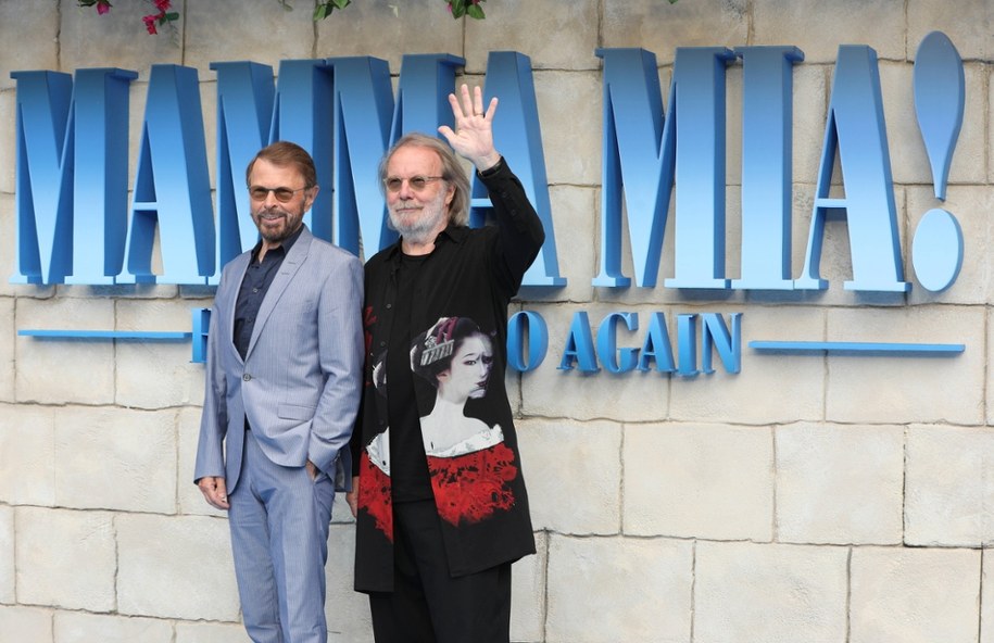 Bjorn Ulvaeus i Benny Andersson z zespołu ABBA na premierze "Mama Mia" 2 /	James Shaw /PAP/EPA