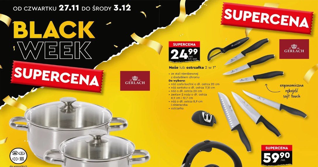 Black Week w Biedronce: garnki, czajniki i noże Gerlach w supercenach /Biedronka /INTERIA.PL