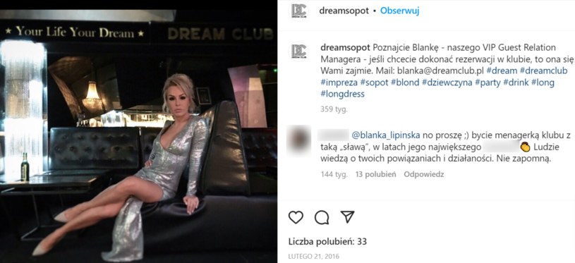 Blanka Lipińska w Dream Clubie /@dreamsopot /Instagram