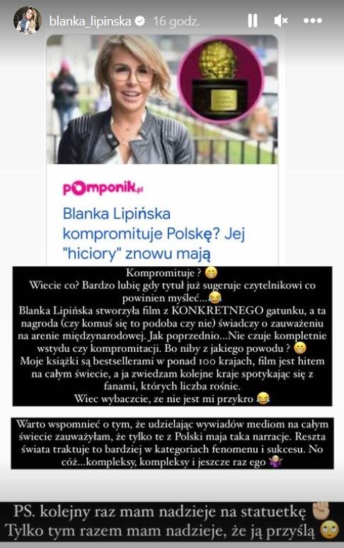Blanka Lipińska /www.instagram.com/blanka_lipinska/ /Instagram