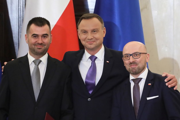 Błażej Spychalski, Andrzej Duda i Krzysztof Łapiński /Paweł Supernak /PAP