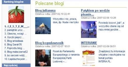 Blogi w portalu INTERIA.PL /INTERIA.PL