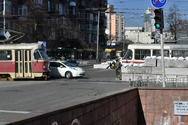 Blokady na ulicach Kijowa /Andrzej Lange /PAP