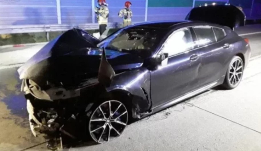 Bmw Sebastiana M. po wypadku na A1 /KP PSP w Piotrkowie Trybunalskim /