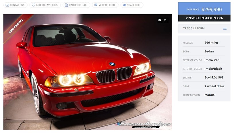 BMW z 2003 roku za ponad milion złotych. Fot. Enthusiast Autog Group /