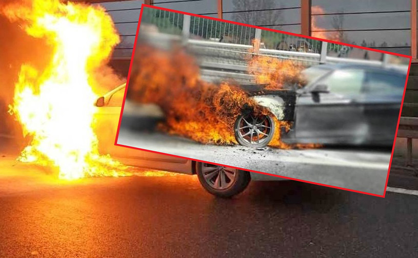 BMW zapaliło się na Zakopiance. Poważne utrudnienia i długi korek