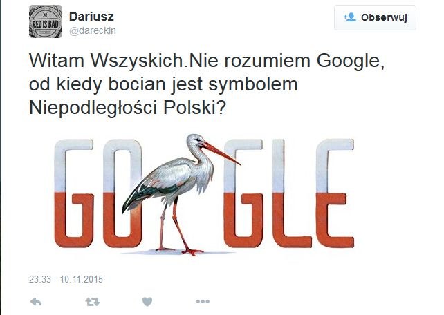 Bocian wywołał niemałe poruszenie /