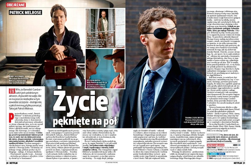 Bohater z okładki - Benedict Cumberbatch jako Patrick Melrose /materiały prasowe