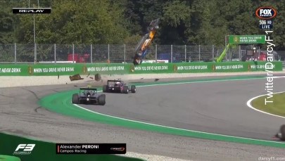 Bolid aż wybił się w powietrze. Koszmarny wypadek w F3 [WIDEO]