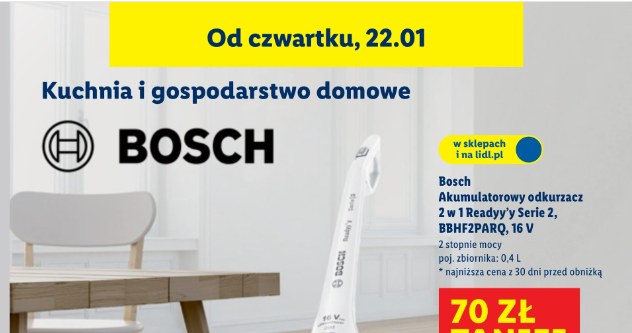 Bosch w Lidlu od czwartku (22.01) – akumulatorowy odkurzacz 2w1 Ready’y Serie 2 taniej o 70 zł. /Lidl /INTERIA.PL