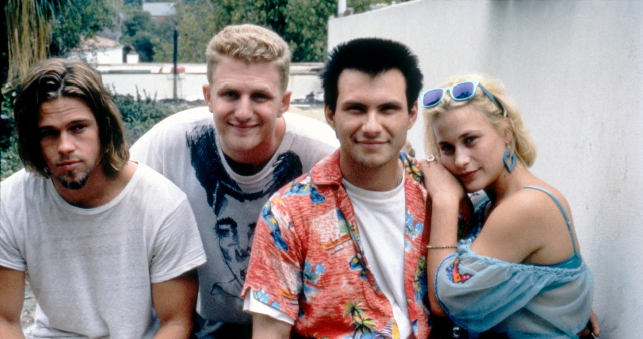 Brad Pitt, Michael Rapaport, Christian Slater i Patricia Arquette na planie filmu "Prawdziwy romans" /Sunset Boulevard / Contributor /Getty Images