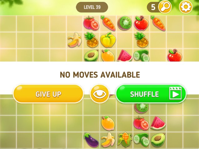 Brak dostępnych ruchów gry click Fruit Mahjong