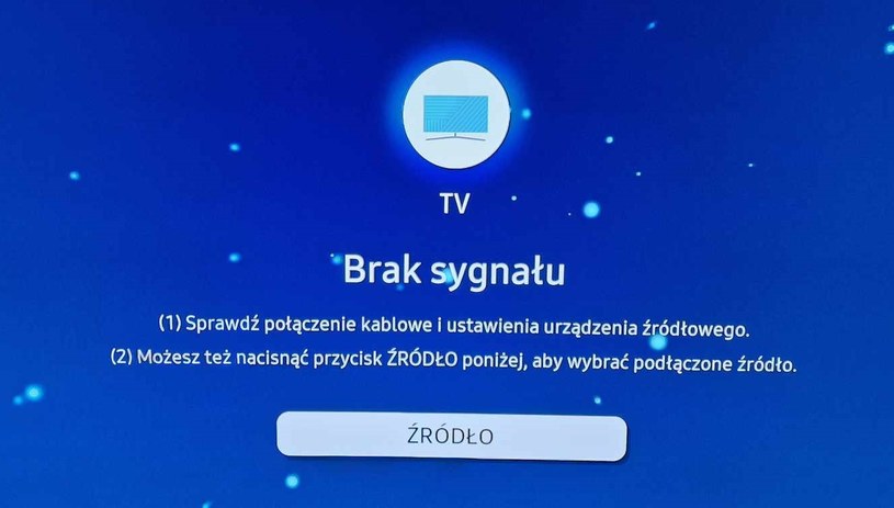 Brak sygnału na kanałach TVP. Taki ekran pojawił się 15 grudnia na telewizorach w zachodniej Polsce. 19 grudnia drugi etap przełączenia na DVB-T2 /INTERIA.PL