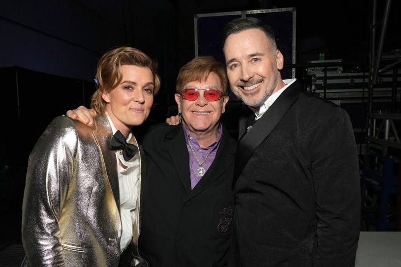 Brandi Carlile, Elton John i jego mąż David Furnish /Kevin Mazur /Getty Images