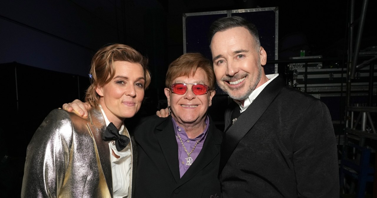 Brandi Carlile, Elton John i jego mąż David Furnish /Kevin Mazur /Getty Images