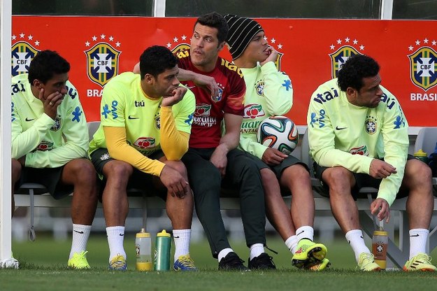 Brazylijska drużyna na treningu przed meczem z Niemcami /MARCELO SAYAO /PAP/EPA