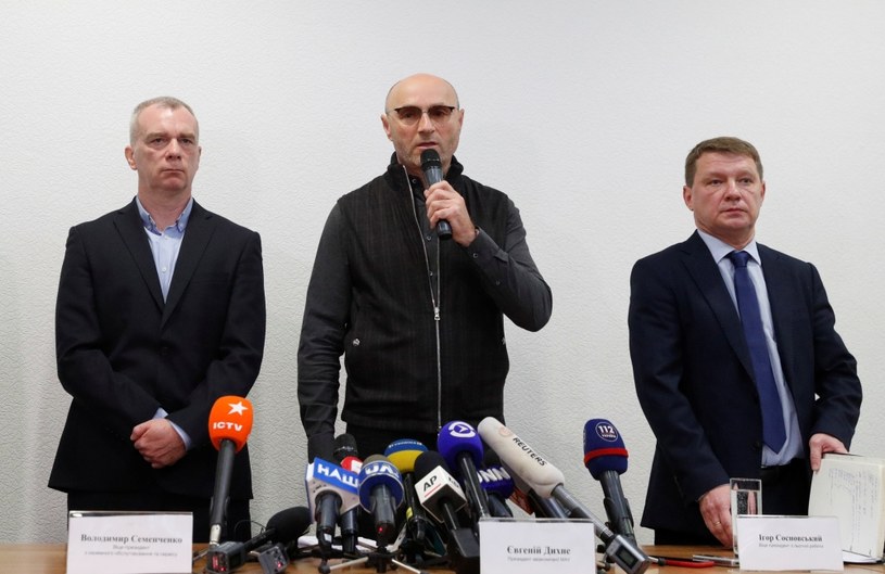 Briefing medialny przedstawicieli UIA na lotnisku w Boryspolu po katastrofie ukraińskiego Boeinga 737 w Teheranie. /VALENTYN OGIRENKO  /Agencja FORUM