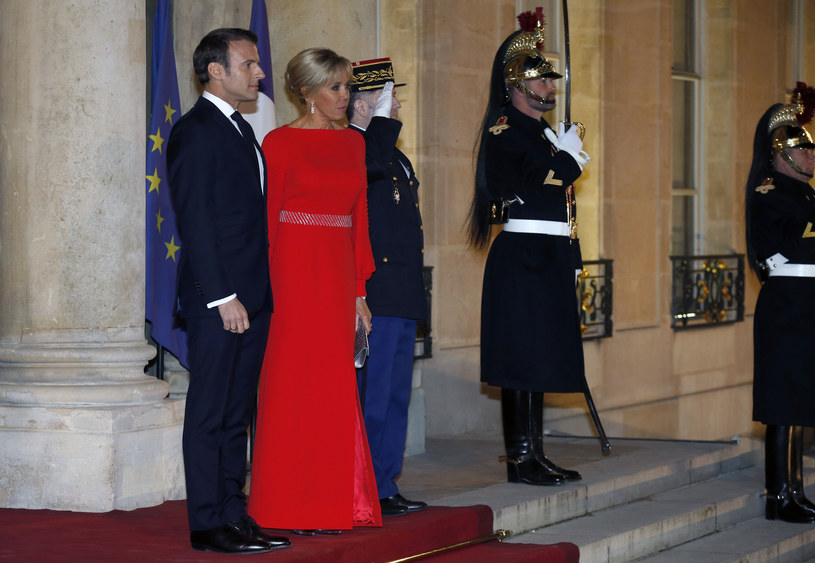 Brigitte Macron z mężem /Getty Images