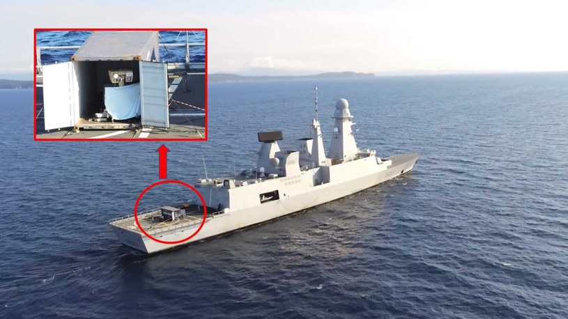 Broń laserowa o nazwie HELMA-P na francuskim okręcie /French Navy/Twitter /materiały prasowe
