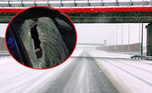 Bryła lodu z tira roztrzaskała szybę Audi, raniła kobietę! Policja szuka sprawcy koszmarnego wypadku